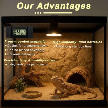 2pcs Magnetic Reptile Thermometer and Humidity Gauge,Fast Accurate Hygrometer Thermometers Terrarium Tank Accessories,for Bearded Dragon,Jumping Spider,Snake,Tortoise,Crab,Ball Python,Gecko (Black)