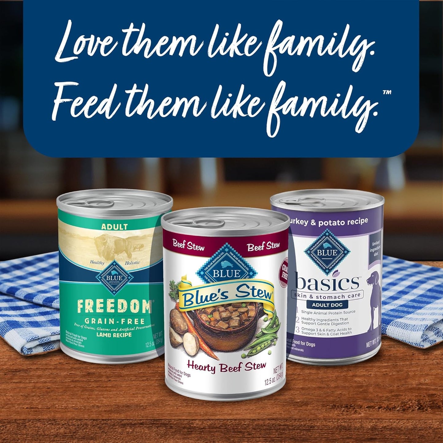 Blue Buffalo Blue's Stew Natural Wet Dog Food, Made with Natural Ingredients, Hearty Beef and Country Chicken Variety Pack, 12.5-oz Cans, 6 Count