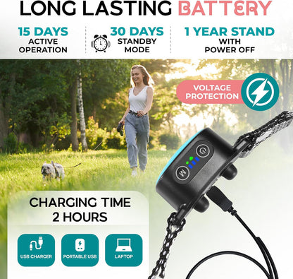 Bark Collar for Small/Medium Dogs, No Shock Anti Bark Collar, Rechargeable Anti Barking Collar w/2 Vibration & Beep Modes, Waterproof Shockless Smart Dog Stop Barking Control Device (Blue)