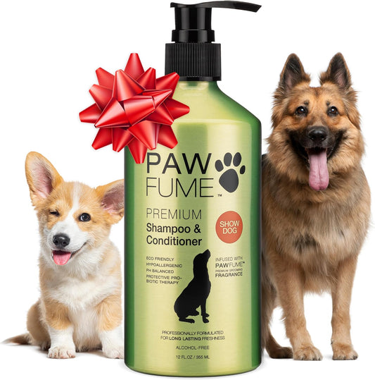 PAWFUME Deshedding Dog Shampoo and Conditioner, Show Dog, 1-Pack – Nourish & Detangle for Silky Soft Coat – Probiotic, Deep-Cleaning, pH-Balanced Formula – Salon-Quality Shampoo for Dogs