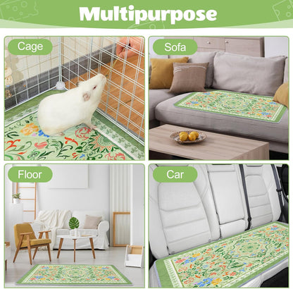 2 Pack Guinea Pig Bedding, Washable Guinea Pig Cage Liner Reusable Guinea Pig Mat Waterproof Guinea Pig Bedding for Cage, Super Absorbant Guinea Pig Pee Pads for Small Animals Hamster Rabbit Squirrel