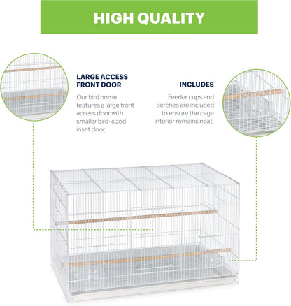 Prevue Pet Products Flight Cage Metal Steel Bird Crate, Multi-Bird Home Stackable Cage for Birds, Home Crate for Extra-Small Pet Parakeets, Finches, and More, White