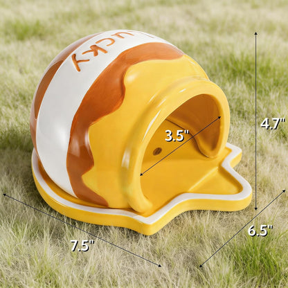 Ceramic Hamster Hideout, Small Pet Hideaway House, Guinea Pig Habitat Decor, Cute Syrian Hut, Chinchilla Cage Accessories for Dwarf Hamsters, Mice, Rats, Toads, Gerbils (Honey Shape)