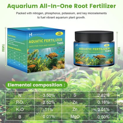 Root Tabs，Aquarium Plant Fertilizer, Aquarium Water Care Tabs, 100 Tabs Aquarium Plant Food Safe for Fish and Shrimp, Aquatic Plant Fertilizer for Planted Aquarium Substrate (100)