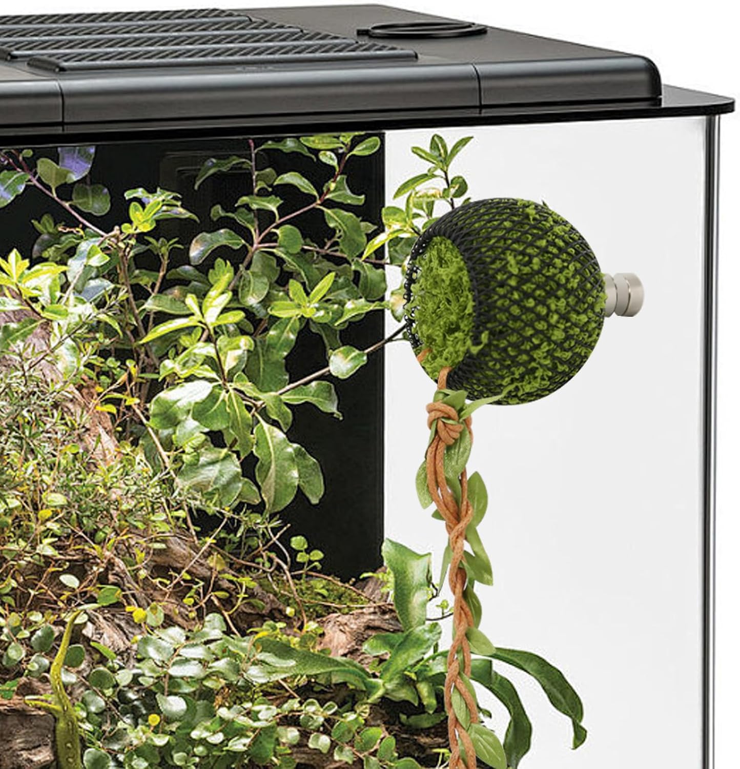 Reptile Hide with 2pcs Strong Magnet, Leather Jumping Spider Hideout with Magnet - Mesh Natural Habitat Decor for Spider Enclosures, Reptiles & Amphibians - Secure Hiding Cave Accessories