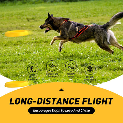 WishLotus Dog Ring Toy and Flying Disc, Interactive Floating Dog Toys Set for Outdoor, Training and Teeth Cleaning Chewers Fetch Toys for Large Dogs (Yellow)