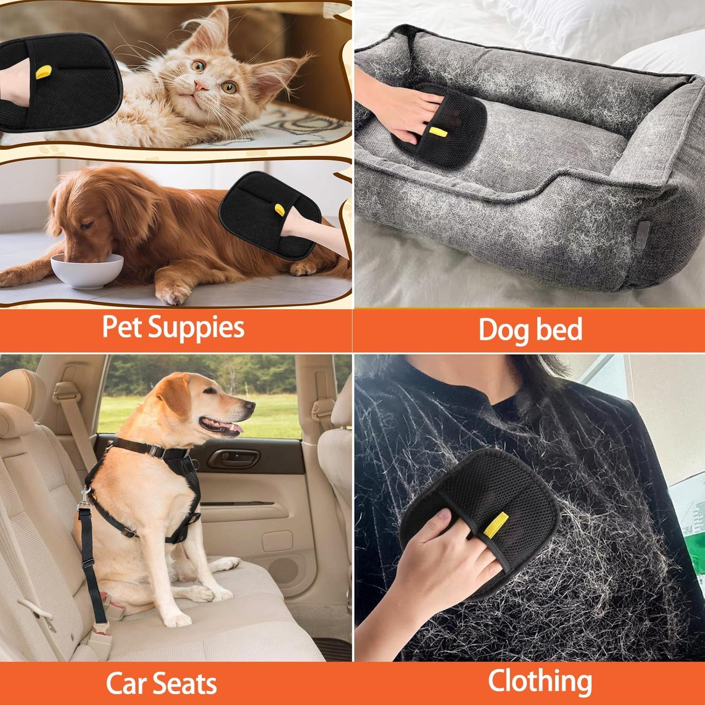 Pet Hair Remover Glove, Reusable Cat Dog Electrostatic Hair Remover Grooming Glove Tool, Double-Sided Static Pet Hair Removal Glove Suitable for Bed Sheets, Sofas