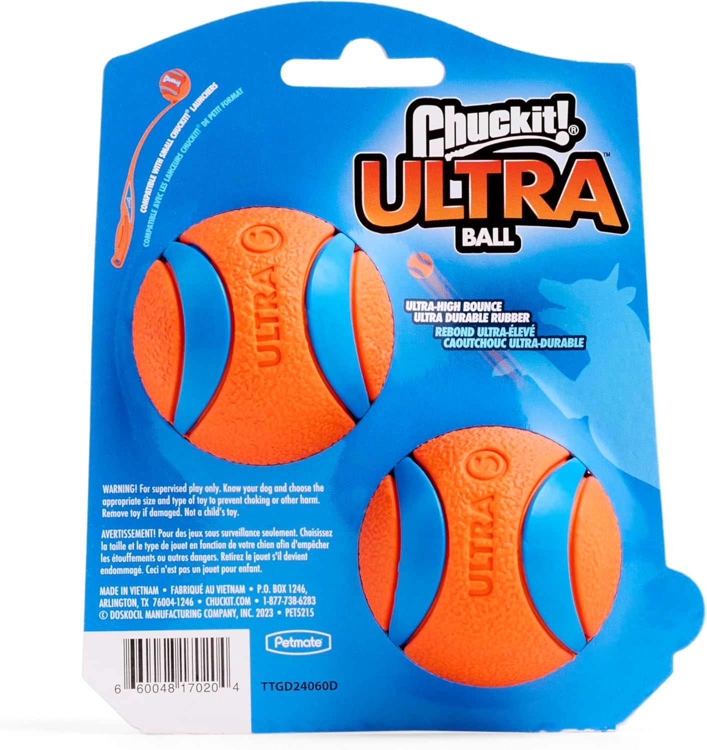 Chuckit! Ultra Ball Dog Toy, Balls for Dogs to Fetch, Durable Rubber, Small 2-inch, Pack of 2