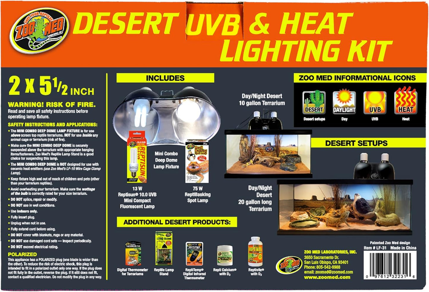 Zoo Med Desert UVB & Heat Lighting Dual Kit
