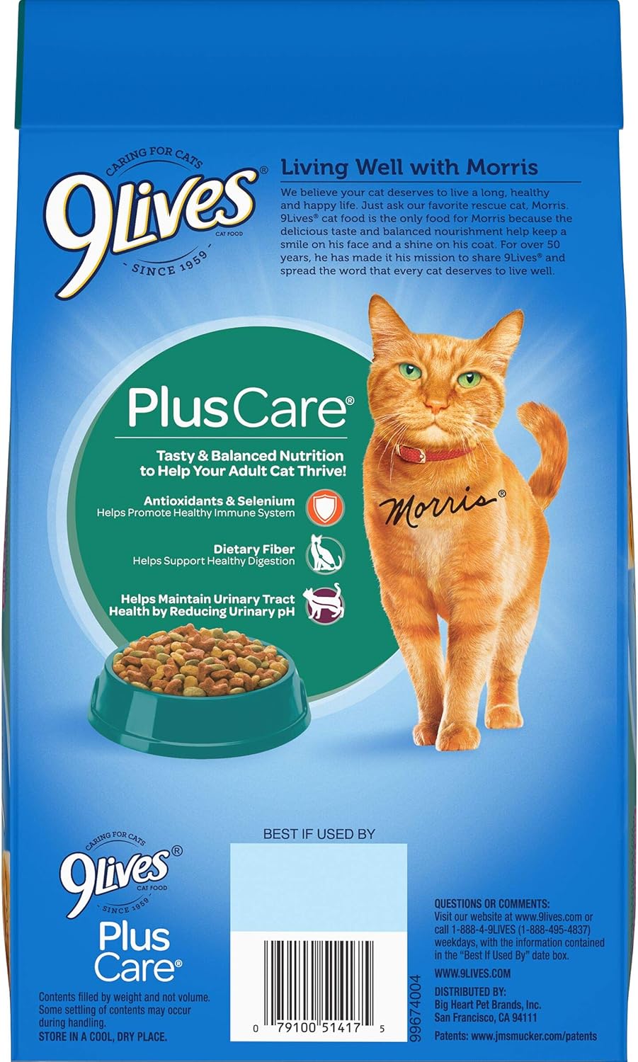 9Lives Plus Care Dry Cat Food, 3.15 lb. Bag (Pack of 4)