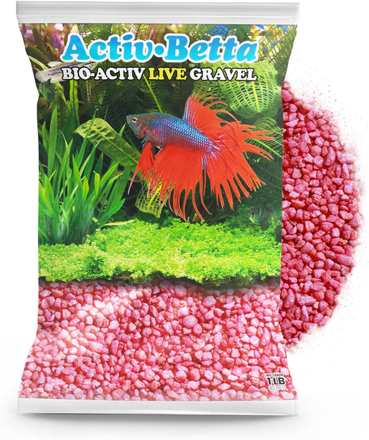 Activ Betta Neon Pink Aquarium Gravel - 1 lb - Natural Freshwater Substrate with Live Beneficial Elements - Instant Cycling, Easy Maintenance