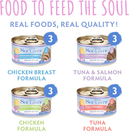 Soulistic Kitten, Kindred Kittens Variety Pack, 3oz Can, Pack of 12