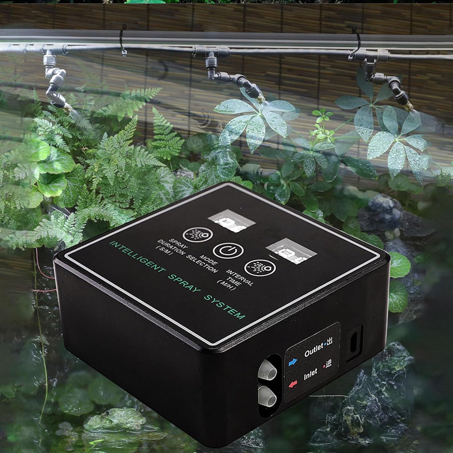 Reptile Fogger Smart Spray System, Automatic Timing Humidifier with 360 Degree Adjustable Misting Nozzles, High Density Spray for Terrarium, Intelligent Timing Cycle Spraying for R