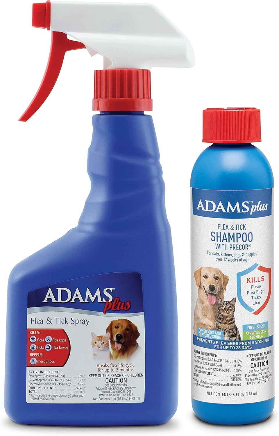 Adams Pet Spray + Shampoo Bundle