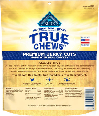 Blue Buffalo True Chews Premium Jerky Cuts Dog Treats with Natural Ingredients Chicken