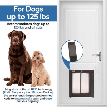 PlexiDor Performance Pet Doors Electronic Dog Door Large Bronze Door Mount