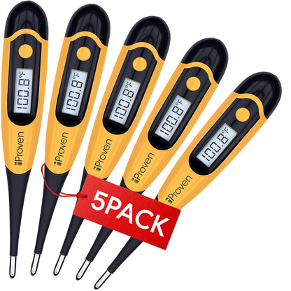 iProven Pet Thermometer (Termometro) for Accurate Fever Detection, Suitable for Cats/Dogs, Waterproof Pet Thermometer, Fast and Accurate Measurements in 20 Seconds - DT-K117 (5 Packs)