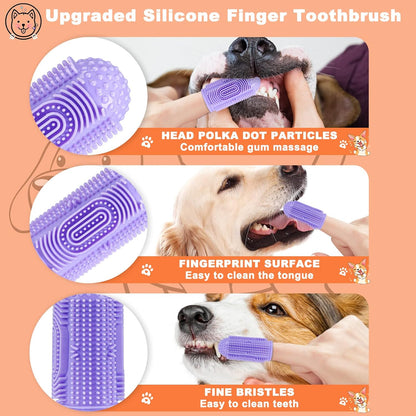 Dog Toothbrush Finger Toothbrush Dogs Tooth Brushing Kit 4Pack Dogs Finger Toothbrushes for Dog Teeth Cleaning& Dental Care Doges Tooth Brush Pet Toothbrush