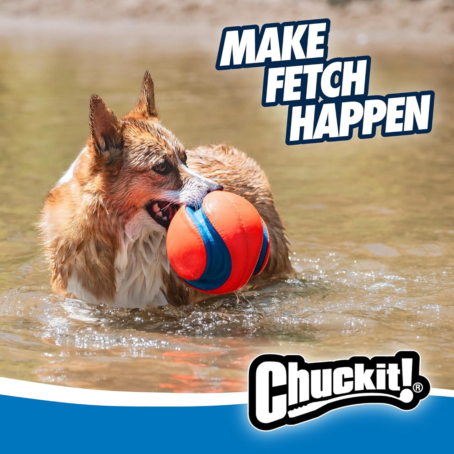 Chuckit! Kick Fetch Ball Dog Toy - Floats in Water - Perfect for Interactive Play - Made with Durable Rubber and Foam - For Large Dogs - Size Large - 8-inch Diameter - Pack of 1