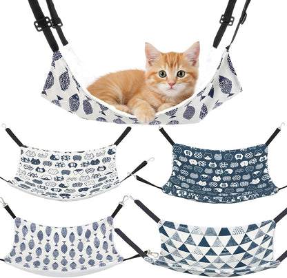 4 Pcs Cat Hammock for Cage Hanging Reversible Cat Hammock Soft Bed Catio Accessories for Winter and Summer 20x14 Inch with Adjustable Straps and Metal Hooks Double Sided for Kitten Ferret Small Animal