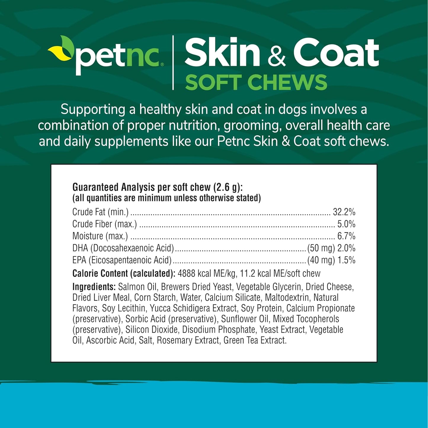 Petnc Natural Care Dog Skin and Coat Supplement (60 Chewables), With Omega 3, EPA & DHA, Promotes Healthy Skin & Glossy Coat, For Dogs 18 Weeks & Older, Liver Flavor