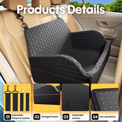 Dog Car Seat for Small Medium Dogs, Memory Foam Dog Booster Seat Elevated Cushion Seat for Dogs Under 55 lbs Pet Travel Bed