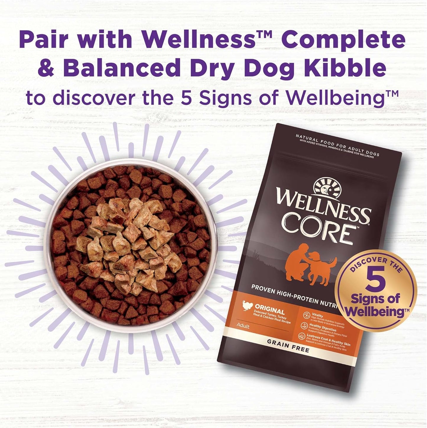 Wellness Bowl Boosters Bare, Dog Food Topper for Small, Medium, & Large Breeds, Grain Free, Natural, Freeze Dried, Turkey, 4 Ounce Bag (Pack of 1)