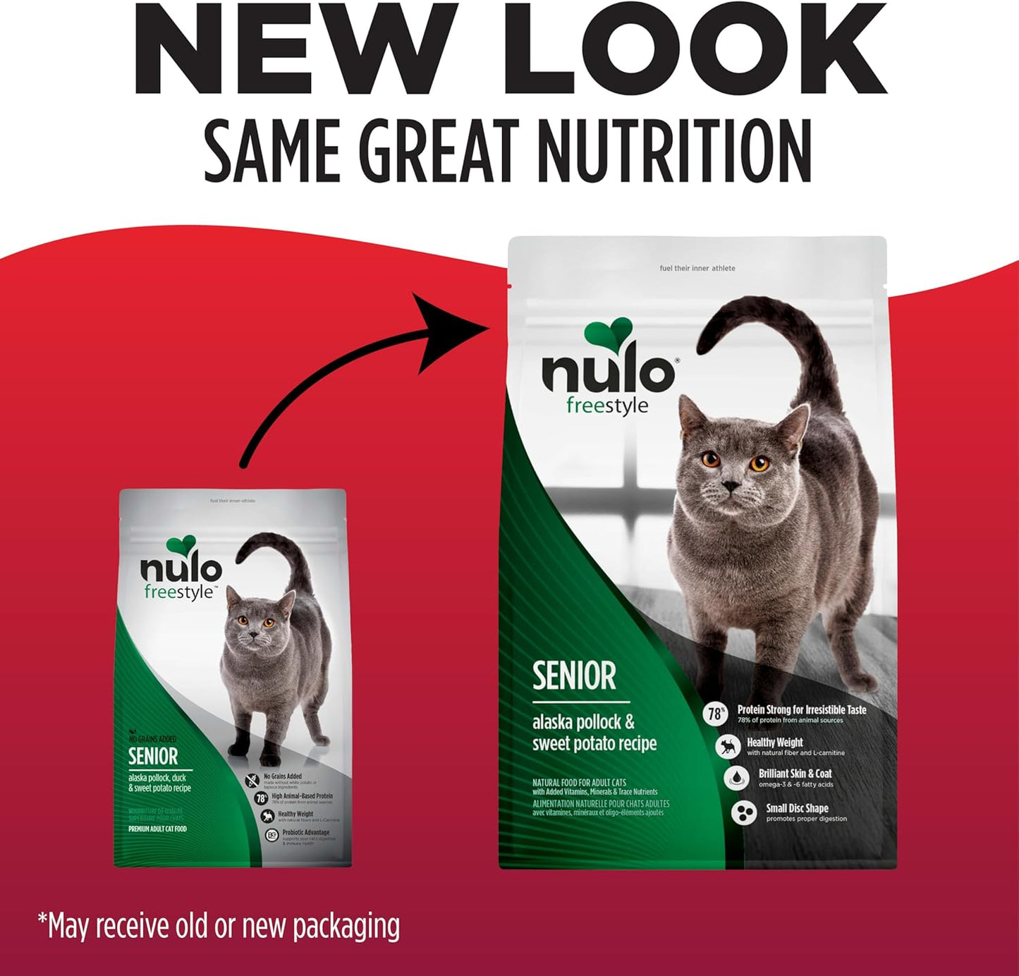 Nulo Freestyle High Protein Senior Cat Food, Alaska Pollock & Sweet Potato Recipe - Natural Grain-Free Dry Cat Food for Seniors with L-carnitine, Omega Fatty Acids, & Probiotics, 14 lb Bag