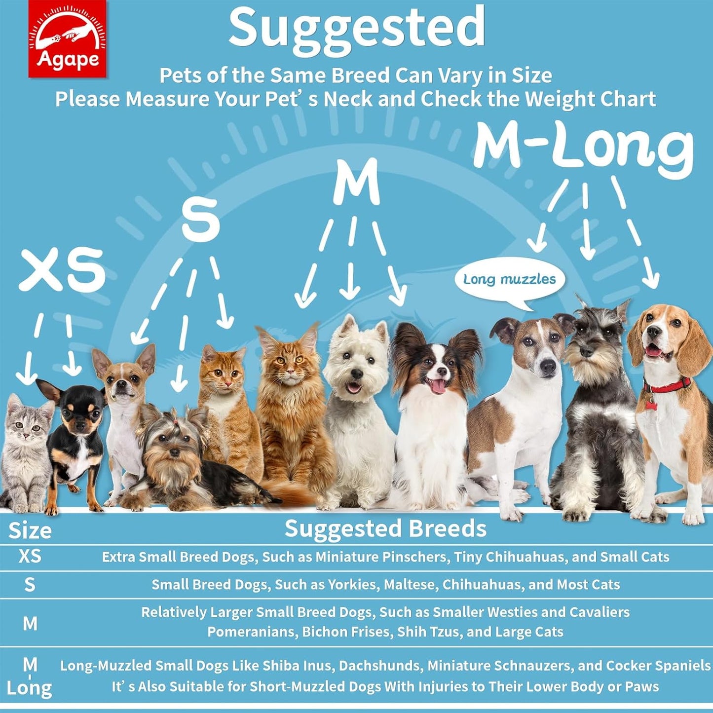 Agape Soft Dog Cone for Small Dogs & Cats, Comfy Dogs Recovery Collar After Surgery, Adjustable E Collar Alternative to Stop Licking, Protective Elizabethan Cones for Pup&Kitty, Comfortable Dog Cones