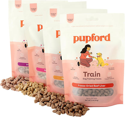 Pupford Freeze Dried Training Treats for Dogs& Puppies, 900+ Limited Ingredient Bites (Meat Bundle)