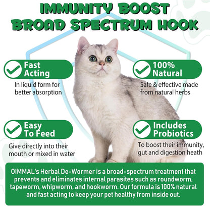 Specifically Formulated for Cats, Cats Natural Broad Spectrum Treatment, Herbal Cleanse, Digestive Support for All Cat Breeds, Gut Health, Puppy & Kitten, Supplement Drops