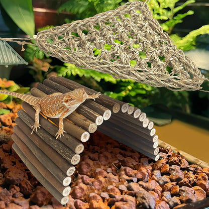 BNOSDM Bearded Dragan Tank Accessaries Reptile Bridge Hammock Flexible Wood Hideout 3PCS Reptile Habitat Accessory Set for Lizard Turtle Hermit Crabs Ball Python Gecko