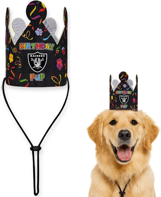 NFL Las Vegas Raiders Pet Birthday Crown, Licensed Dog & Cat Birthday Party Hat, Football Team Costume Accessory, Pet Celebration Outfit