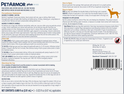 PetArmor Plus Flea and Tick Prevention for Dogs, Small Dog Flea and Tick Treatment, 3 Doses, Waterproof Topical, Fast Acting (5-22 lbs)