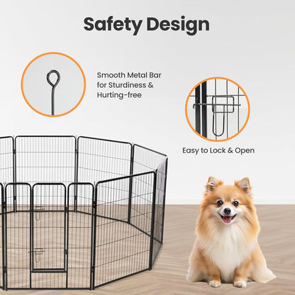Dog Playpen, 32 Inch 16 Panels Dog Fence for Small/Medium Dogs Puppy/Indoor & Outdoor Bliss, Perfect Dog Pen for Camping, Yard, RV, Garden Fence, Black