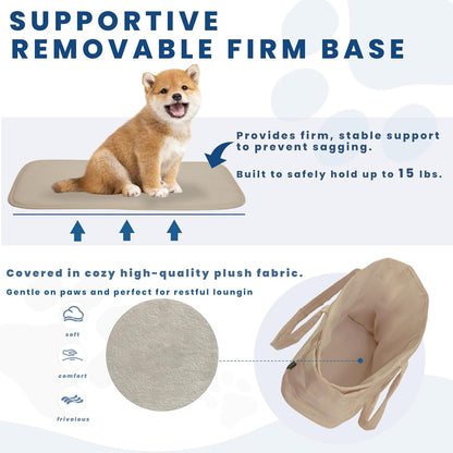 Lightweight Dog Purse Carrier for Small Dogs Under 15 lbs, Puffy Quilted Pet Carrier Tote for Puppies with Safety Leash Clip, Women's Hands-Free Dog Carrier Bag for Travel/Shopping (Brown)