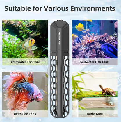 Aysoner Aquarium Heater for Fish Tank: 100W Adjustable Submersible Thermostat with Off-Water Protection & UL Certified Cord for 10-20 Gallons Fish Turtle Tank Enthusiasts