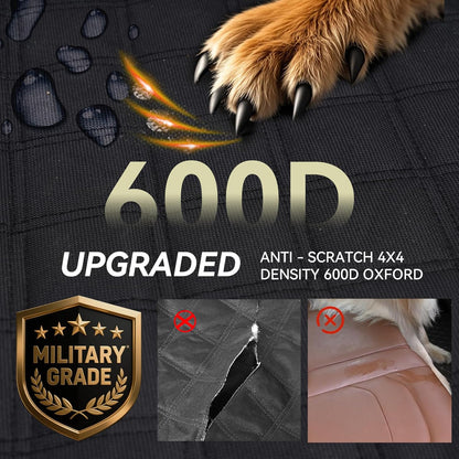 Back Seat Extender for Dogs, Dog Car Seat Cover with Hard Bottom Supports 500 lbs, Waterproof Car Seat Protector, Nonslip Dog Hammock for Back Seat, Pet Bed for Cars, SUVs & Small Trucks