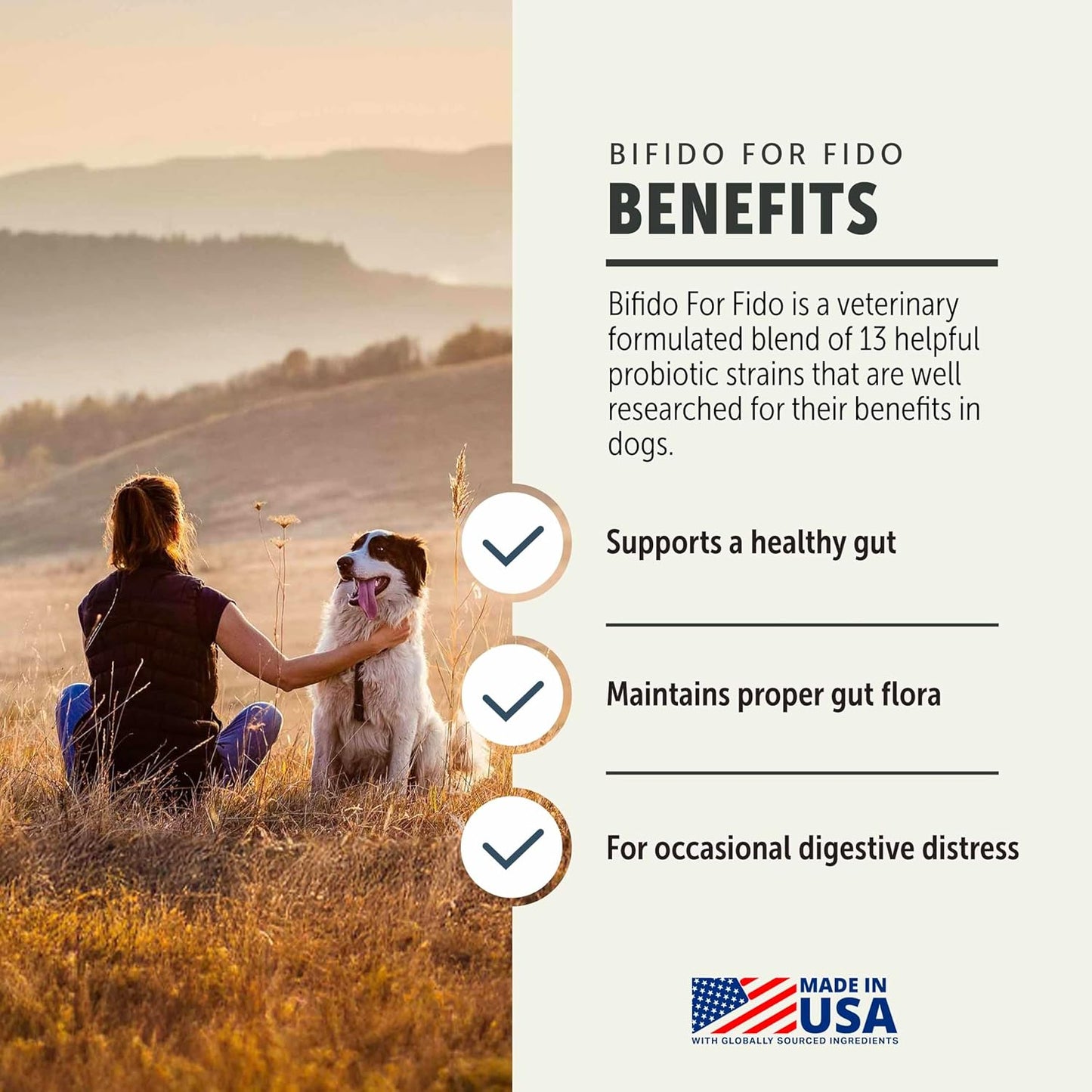 Four Leaf Rover Bifido for Fido - Dog Probiotics for Digestive Health and Gut Health and Immune Balance - 50 Billion CFU - Veterinarian Formulated - 30 Day Large Dog Supply