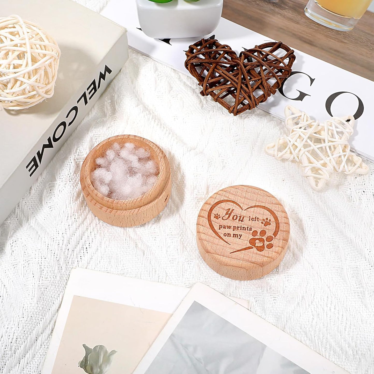 TIESOME Dog Memorial Keepsake Box, Wooden Pet Urns Memorial Gifts for Loss of Dog Cat Hair Ashes Container Remembrance Pet Loss Sympathy Gifts