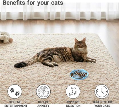 Slow Feeder Cat Bowl, Easy to Clean Silicone Bowl, Ideal for Dry and Wet Food (Green and Blue)