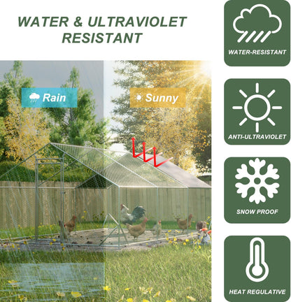 Large Metal Chicken Coop Silver Weather-Resistant Outdoor Lawn & Porch Durable Animal Shelter