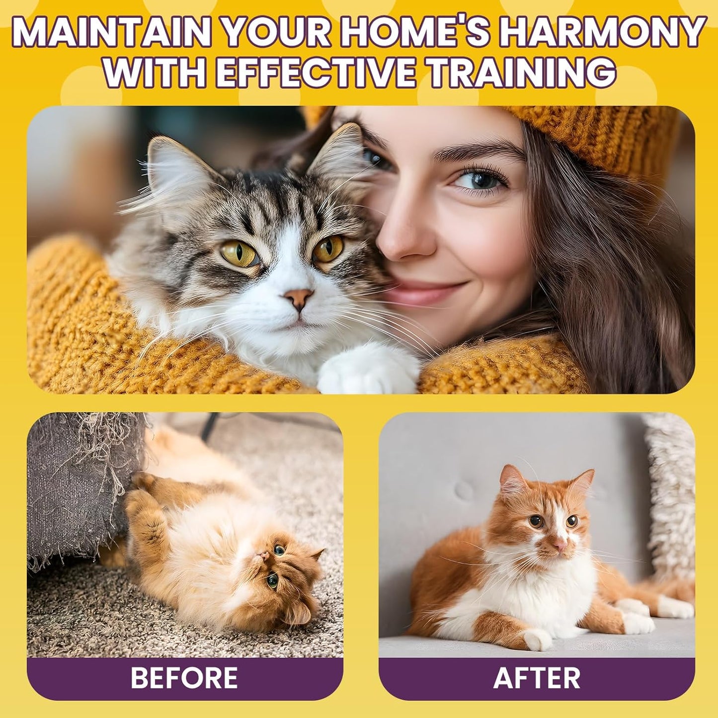 Enhanced Cat Deterrent Spray 10.14 Fl Oz No Scratch for Cats Indoor & Outdoor Keep Off Cat Spray Natural Safe Repellent for Effective Training Aid for Furniture Curtain Sofas Protection