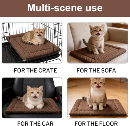 Dog Bed Mat – Soft & Comfortable Dog Kennel Pad for Crate – Durable Crate Bed & Mat for Dogs & Cats (Dark Brown, XS(18"*14"*1.5"))