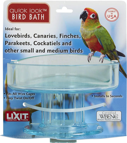 Lixit Quick Lock Bird Cage Bath for Lovebirds, Canaries, Finches, Parakeets, and Cockatiels and Other Small to Medium Feathered Friends (Pack of 1)