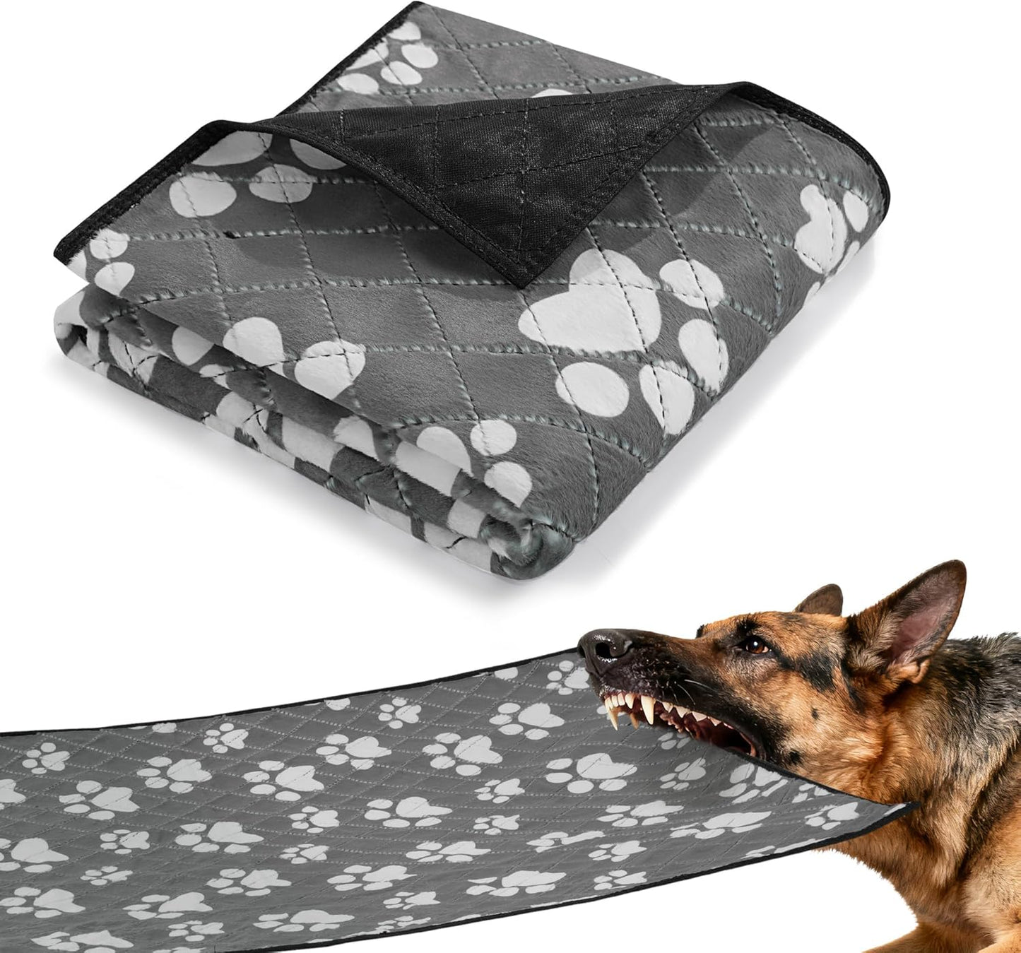 HOMBYS Double-Sided Indestructible Dog Blanket 40"x30", Chew Proof Tear-Resistant Pet Blanket for Aggressive Chewers, Duranble Furniture Protector for Sofa Bed & Crate, Grey
