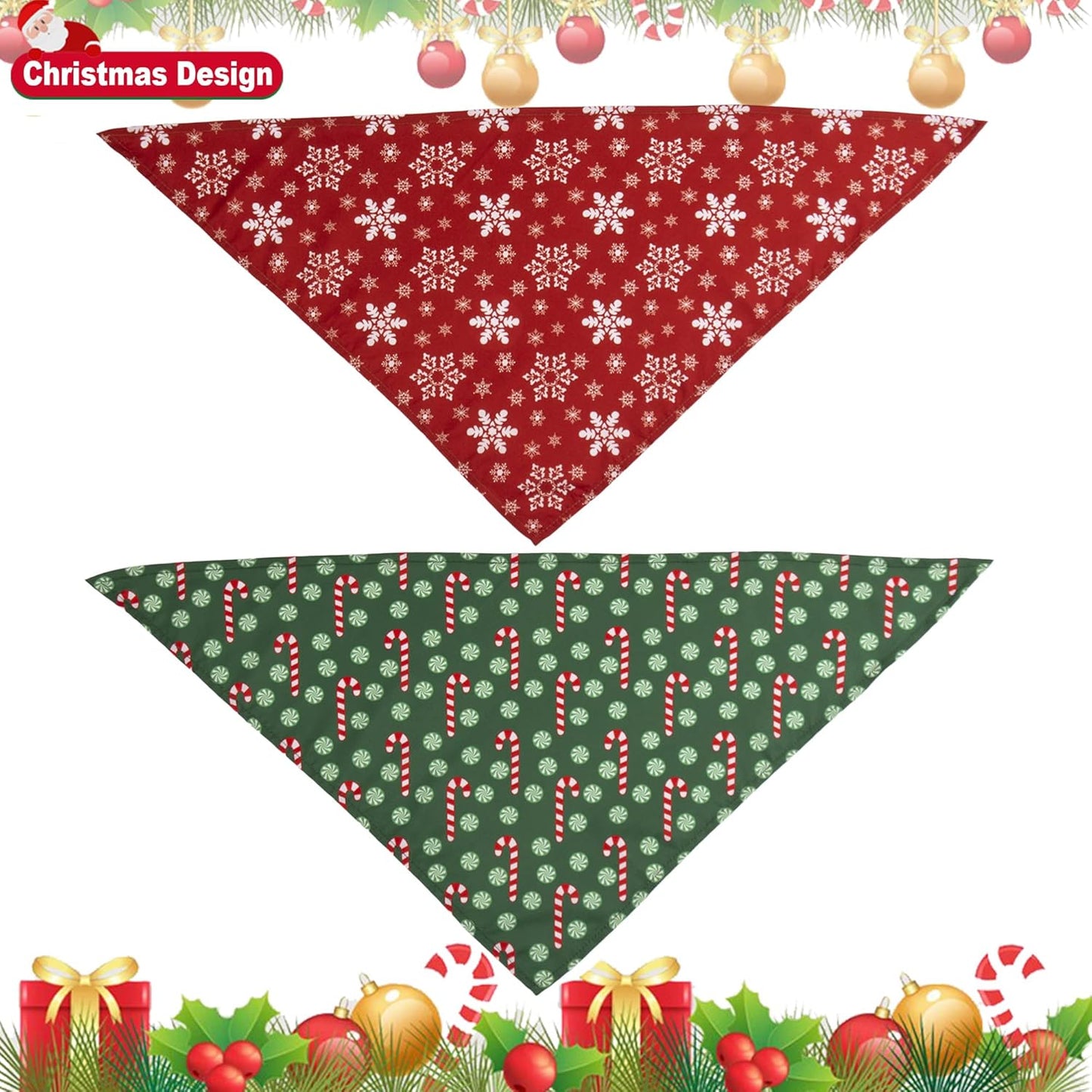 ADOGGYGO 4 Pack Dog Bandana Christmas Scarf Bibs Kerchief Set Pet Christmas Costume Xmas Holiday Bandanas for Medium Large Dogs Pets (Large)