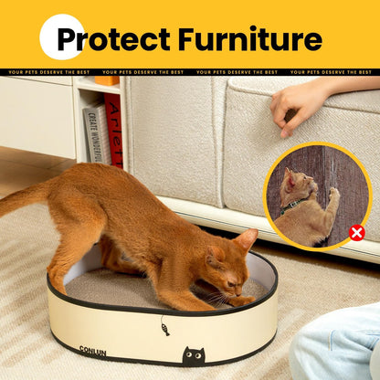 Cat Scratcher Box with 4 Cat Scratching Board Reversible Cat Scratch Pad, Heavy Duty Corrugated Cardboard Cat Bed Lounger Cat Scratchers for Indoor Cats, Protects Furniture,Kittens Gifts-Large