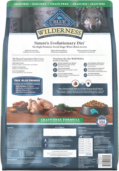 Blue Buffalo Wilderness Adult High-Protein Dry Dog Food with Real Chicken, Grain-Free, Made in The USA with Natural Ingredients, Chicken, 13-lb. Bag