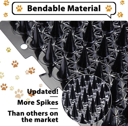 16 Pack Cat Repellent Outdoor Mat Cats Dogs Plastic Bendable Spiked Deterrent Training Repellent PET Mats with Spikes for Indoor Outdoor Supplies, 18.3 Square Feet, 16 x 13 Inch(Black)